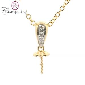 Colgante Clásico Sencillo de Oro Blanco Sólido de 18K AU750 con Perla de Corte Brillante Redondo de 0.05ct G/VS en Forma de Gota - Product Image 4