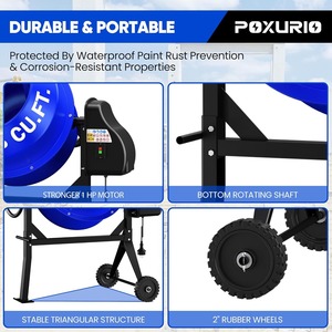 Bétonnière électrique HP, 750W, portable, avec support et roues, pour stuc, mortier, semences - Product Image 3