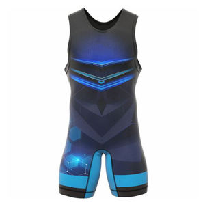 Men's Solid Wrestling Singlet Scoop Neck Tank Strap Regular Fit <b>Polyester</b> Moisture Wicking Adult Size Customized Team Name 140g - Product Image 1