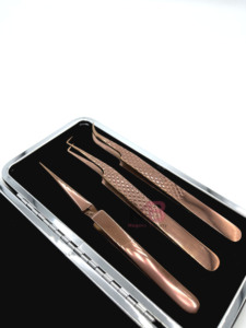 Juego de Pinzas para Pestañas de Acero Inoxidable, Herramientas de Precisión, Estuche Metálico, Puntas Curvas y Rectas para Extensiones de Pestañas - Product Image 4