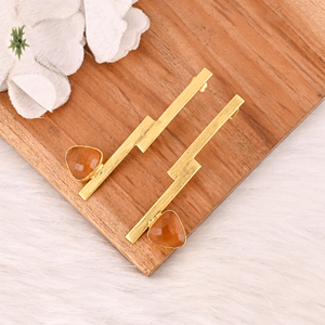 Citrine Hydro Gemstone Brass <b>Dangle</b> <b>Earrings</b> Trendy Handmade Fashion Jewelry for Women - Product Image 2