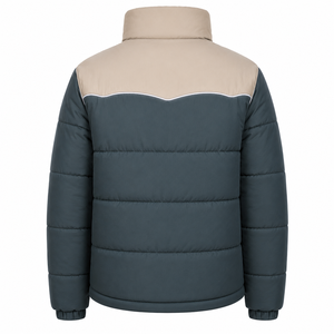 Chaqueta Acolchada de Invierno para Hombre, Estilo Urbano, con Bloques de Color, Cuello Alto, Detalles Reflectantes y Cremallera, Venta al Por Mayor - Product Image 3