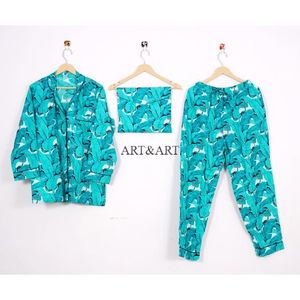 ชุดนอนผ้าฝ้ายลายดอกไม้ดีไซน์ใหม่ขายดีสำหรับฤดูร้อนสำหรับผู้หญิง มีหลายขนาดให้เลือกจากอินเดีย - Product Image 6