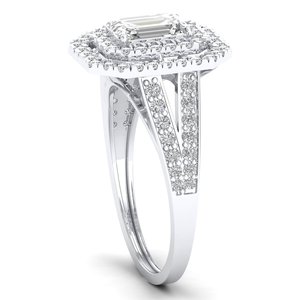 Anillo de compromiso REYES con halo de plata de ley 925, nuevo diseño, moissanita de corte radiante certificada GRA de 1.62 quilates, joyería fina para mujer - Product Image 3