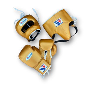 Winning Boxing Gear Set Cowhide Leather Laced up Training <b>Gloves</b> breathable quickdry Headgear Groin Guard OEM supplier - Product Image 1