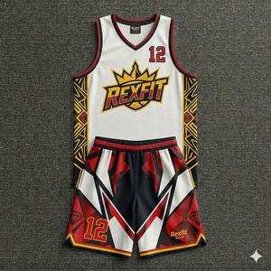 REXFIT SPORTS Men Basketball Training <b>Uniform</b> Set Sleeveless Jersey Shorts <b>Custom</b> Sports Apparel Training <b>Uniform</b> Set Sleeveless - Product Image 1