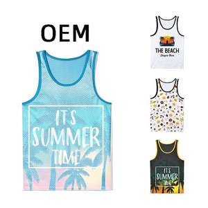 Débardeurs de plage personnalisés respirants pour hommes, style vacances, imprimés, en polyester - Product Image 2