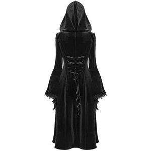 Precioso Abrigo Largo Gótico con Capucha y Apliques de Encaje para Mujer, Terciopelo Negro, Venta al por Mayor de Fábrica 2026 - Product Image 2