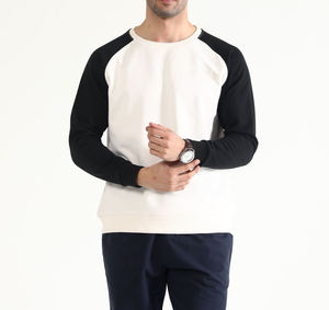 Sweat-shirts à manches raglan de haute qualité blancs et noirs 2026, design personnalisé, pull à manches longues, sweats à capuche pour hommes avec faible MOQ - Product Image 2