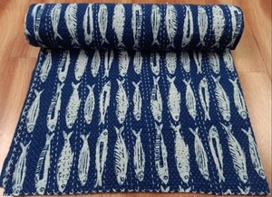 Colcha Kantha india 100% algodón, hecha a mano, reversible, con estampado floral bohemio, manta decorativa, venta al por mayor - Product Image 5