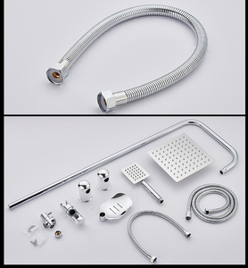 <span class=keywords><strong>Colonne</strong></span> de <span class=keywords><strong>douche</strong></span> en acier inoxydable avec pommeau de pluie rectangulaire de 8 pouces et douchette haute pression pour salle de bain d'hôtel, installation DIY - Product Image 6