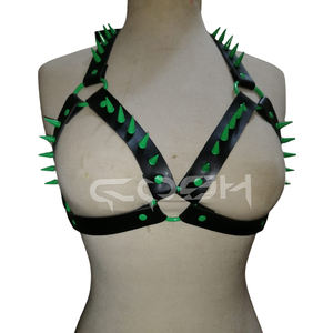 Arnés de cuero negro con púas moradas - Product Image 3