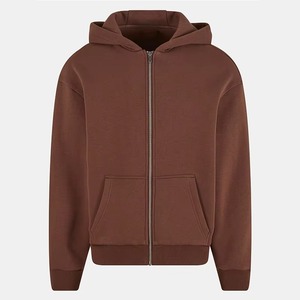 Sudadera con capucha para hombre, color marrón, con cremallera, corte holgado, 100% algodón, forro polar, estilo casual, con capucha, diseño DIY, para invierno - Product Image 4