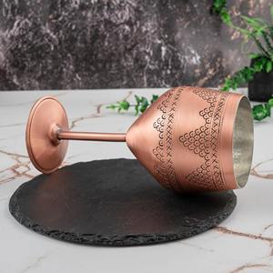Copa de vino de cobre grabada por un diseñador, estilo real, con tallo, ideal para vino, cócteles, mesa de comedor y regalos. - Product Image 5