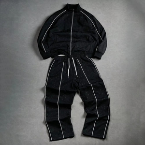 Unisex Winter Eco-Friendly Solid <b>Tech</b> Tracksuits Acid <b>Wash</b> Printed Streetwear Zipper Fly Windbreaker Set Lightweight Activewear - Product Image 2