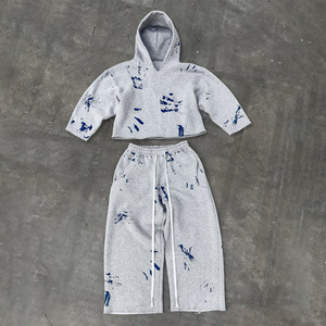 Custom-Made Trending Product French Terry Oversized Tracksuit Hoodie <b>Embroidery</b>,Custom Zip up Hoodie <b>Set</b>,Puff Printing Sweatsuit - Product Image 1
