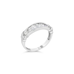 Anello Nuziale X-Station con Diamanti Taglio Baguette da 0,5 carati, Montatura a Canale, in Argento Sterling 925, Colore H-I, Purezza I1-I2 - Product Image 3