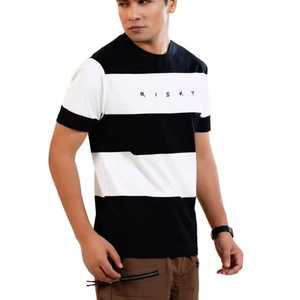 Men's Oversized Colorblock Streetwear T-<b>Shirt</b> 100% Cotton Jersey Blank Design <b>Patchwork</b> Detail Drop Shoulder - Product Image 2