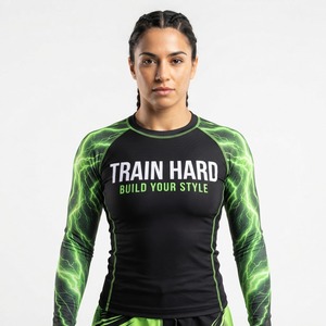 เสื้อรัดรูปแขนยาวสำหรับผู้หญิง Fight With Honor ลายพิมพ์แบบ Sublimation ระบายเหงื่อได้ดี เหมาะสำหรับกีฬา MMA - Product Image 2