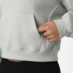 Sweat-shirt à capuche unisexe en molleton gris à manches raglan avec poche kangourou - Product Image 5