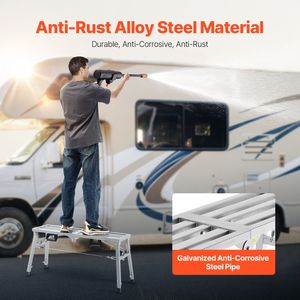 Échelle escamotable portable en acier allié, capacité de charge réglable de 400 lb, plateforme de travail pliable à 3 positions, haute visibilité pour échafaudage - Product Image 5