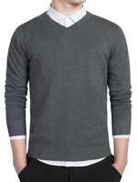 Suéter de Punto Personalizado para Hombre, Cuello en V, Lana/Acrílico, Corte Ajustado, Estilo Casual de Negocios, Color Sólido, Transpirable, de Secado Rápido, para Invierno