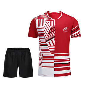 ชุดแบดมินตันสีพื้นคุณภาพสูง 100% โพลีเอสเตอร์ ชุดทีมแบดมินตันคุณภาพสูง - Product Image 1