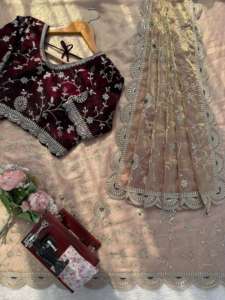 Sari en soie Fendy au design exclusif et élégant avec chemisier raffiné, dernière collection indienne, tenue de soirée ethnique et modeste pour femme - Product Image 6