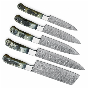 <b>Timber</b> Steel Enterprises Industrial Grade Damascus Steel Kitchen Chef Knife with Straight Edge Marbled Handle 3-Year Warranty - Product Image 5