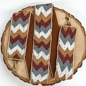 Correa de bolso con bordado a mano en zigzag y cuentas, para bolso de mano, bolso tipo tote, bolso bandolera, estilo bohemio, correa desmontable, cinturón para bolso, artículo decorativo de lujo - Product Image 2