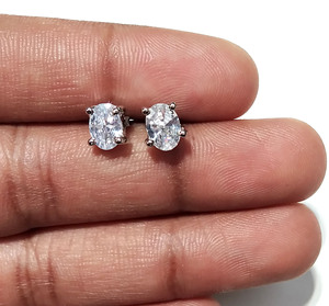 KGN SILVER JEWELLERY HOUSE ต่างหูพลอยเพทายสีขาวธรรมชาติ ต่างหูเงินแท้ 925 ทำด้วยมือ คริสตัลหรูหรา - Product Image 5