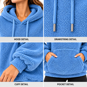 Custom Front Logo Women <b>Sherpa</b> <b>Hoodie</b> Oversized Plush Fleece Pullover Warm Winter Sweatshirt High Quality - Product Image 6