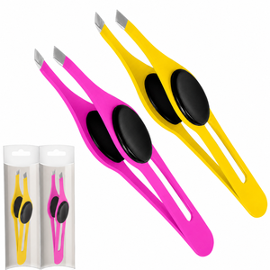 Pinzas para Cejas de Acero Inoxidable con Diseño Ergonómico y Punta Inclinada para Dar Forma y Depilar, con Soporte de Goma - Product Image 2