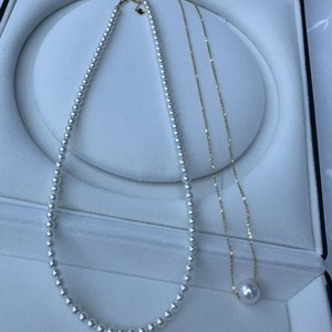 สร้อยคอไข่มุกน้ำจืดสองชั้น จี้มุกออโรร่า ขนาด 3-4 มม. 11-12 มม. สไตล์โรดเวย์ แฟชั่น สร้อยคอแบบซ้อน - Product Image 2