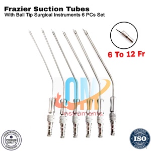 Juego de Tubos de Succión Frazier Alemán con Punta de Bola, 6 a 12 Fr, Instrumentos Quirúrgicos, Juego de 6 Piezas, Instrumentos Quirúrgicos ORL |   OldMed - Product Image 2