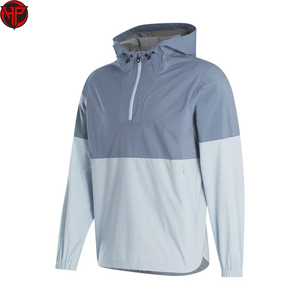 Veste coupe-vent pour homme, à blocs de couleur, avec capuche, fermeture éclair sur le devant, logo, tissu tricoté, légère, décontractée, pour l'hiver, pour l'extérieur - Product Image 3
