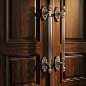 Manija de Puerta de Latón Macizo de Lujo Estilo Romano Corintio, Acabado Dorado Antiguo, Diseño Moderno para Entrada Principal de Hotel, Puertas de Madera - Product Image 3