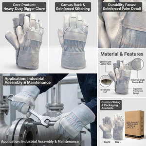 Guantes de trabajo de cuero vacuno de primera calidad, color blanco granulado, con el mejor forro de lana y puño reforzado de goma, ideales para conducir, trabajar en la construcción y jardinería. - Product Image 6