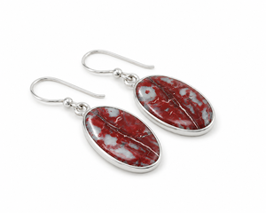 Natural Noreena Jasper Gemstone Dangle Earrings 925 Sterling Silver Oval Cabochon Ear Wire Handmade Third <b>Party</b> Certified - Product Image 2