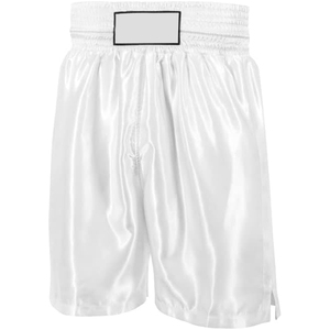 <b>White</b> Boxing <b>Shorts</b> <b>Men</b> Regular Fit 100 Polyester Durable Martial Arts Wear Adult Size Front Logo - Product Image 2