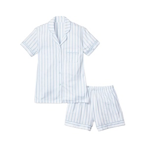 ชุดนอนสองชิ้นลายทางแขนสั้นคอปก2024ของผู้หญิงชุดนอนสตรีชุดกลางคืนสำหรับฤดูร้อนและฤดูใบไม้ร่วง - Product Image 3