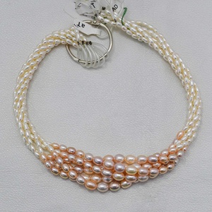 Perles de riz en perles d'eau douce naturelles blanches et or rose de 4 mm, 6 mm, 8 mm, pour la fabrication de bijoux, collier et bracelet en perles, vente en gros - Product Image 1