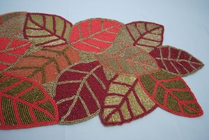Embroidered Leaf <b>Table</b> Runner Rustic Style <b>Plant</b> Pattern Home Decor - Product Image 3