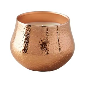 Round Rose Gold Color Metal Candle Jar Antique-design Premium Metal Candle Votives for Weddings Decoration - Product Image 6