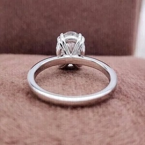 Oval Cut Moissanite Engagement <b>Ring</b> Solitaire Bridal Wedding Band <b>Resizable</b> Prong Set Women Jewelry - Product Image 2