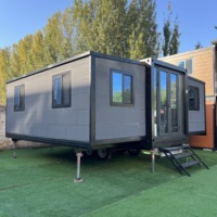 Maison conteneur extensible à double aile de 20 pieds, villa préfabriquée mobile, structure en acier extensible, ferme, hôtel, école, extérieur