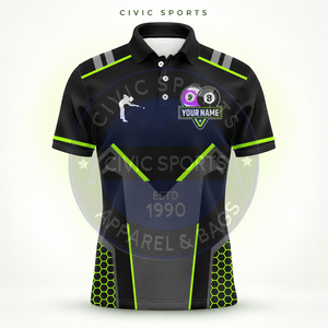 Polo de Manga Corta para Hombre con Diseño de Billar Personalizado, Cuello con Botones, Deportivo, de Poliéster de Alta Calidad - Product Image 3
