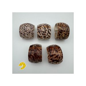Ronds de serviette en coquillages - Lot de 5 - Décoration de table côtière - Supports de serviette en coquillages à pois marron - Offre spéciale à prix réduit - Livraison express - Product Image 2