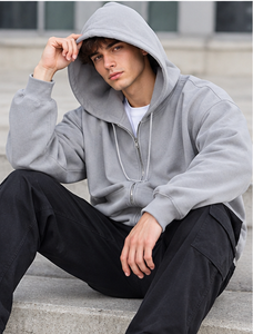 Sudadera con capucha completa con cremallera para hombre y mujer, gris liso, informal, con capucha, logotipo personalizado, sudadera con capucha en blanco, chaqueta con cremallera al por mayor - Product Image 6