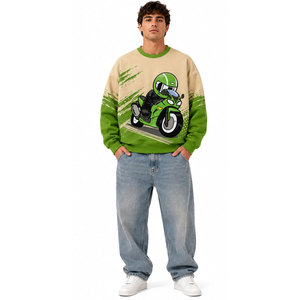 Men's Sweatshirt Streetwear Custom logo Vintage Oversized Drop Shoulder Heavyweight Crewneck Graphic Sweatshirt for Men - Product Image 2